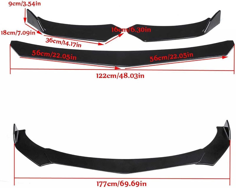 Propartauto Universal Round Front Bumper Lip Body Kit Spoiler for Honda Civi BMW Audi Benz Mazda Strut Rod Tie Support Bars 8"-11" - Image 5